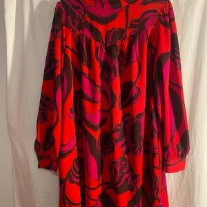 Elegant “Who What Wear” Floral Red Brown Raspberry Dress Size Large
